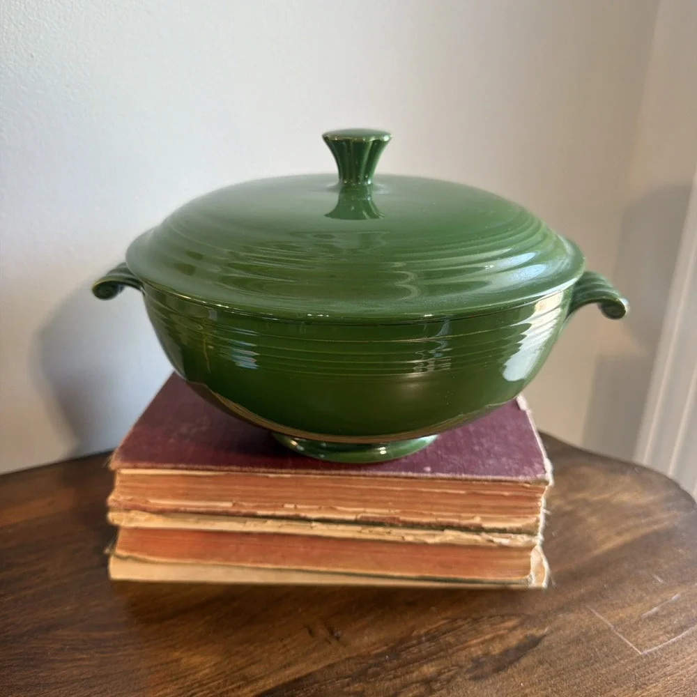 Vintage Fiesta Covered Casserole Forest Green Fiestaware 1950s